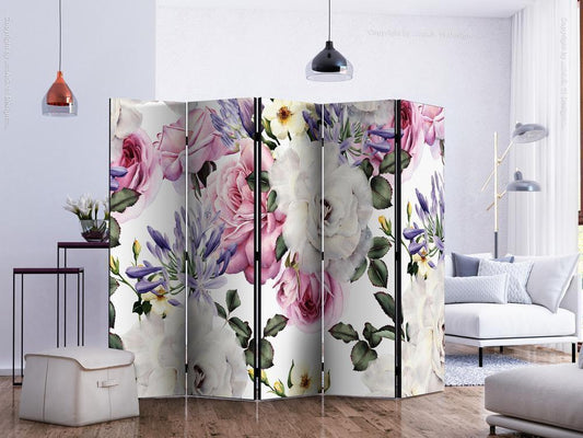Decorative partition-Room Divider - Floral Glade II-Folding Screen Wall Panel by ArtfulPrivacy