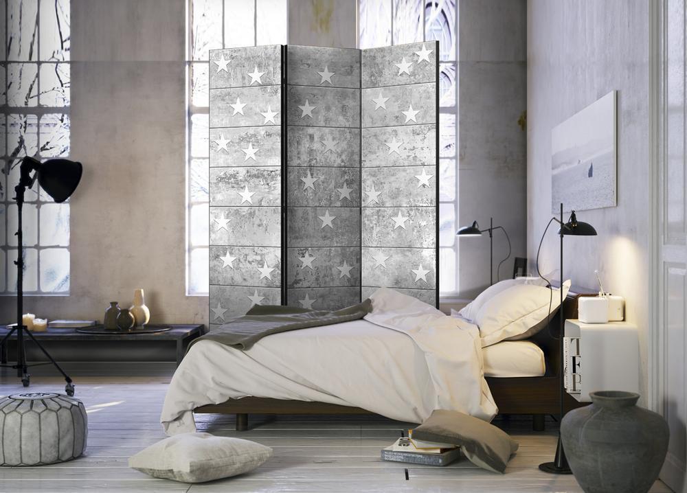 Decorative partition-Room Divider - Stars on Concrete-Folding Screen Wall Panel by ArtfulPrivacy