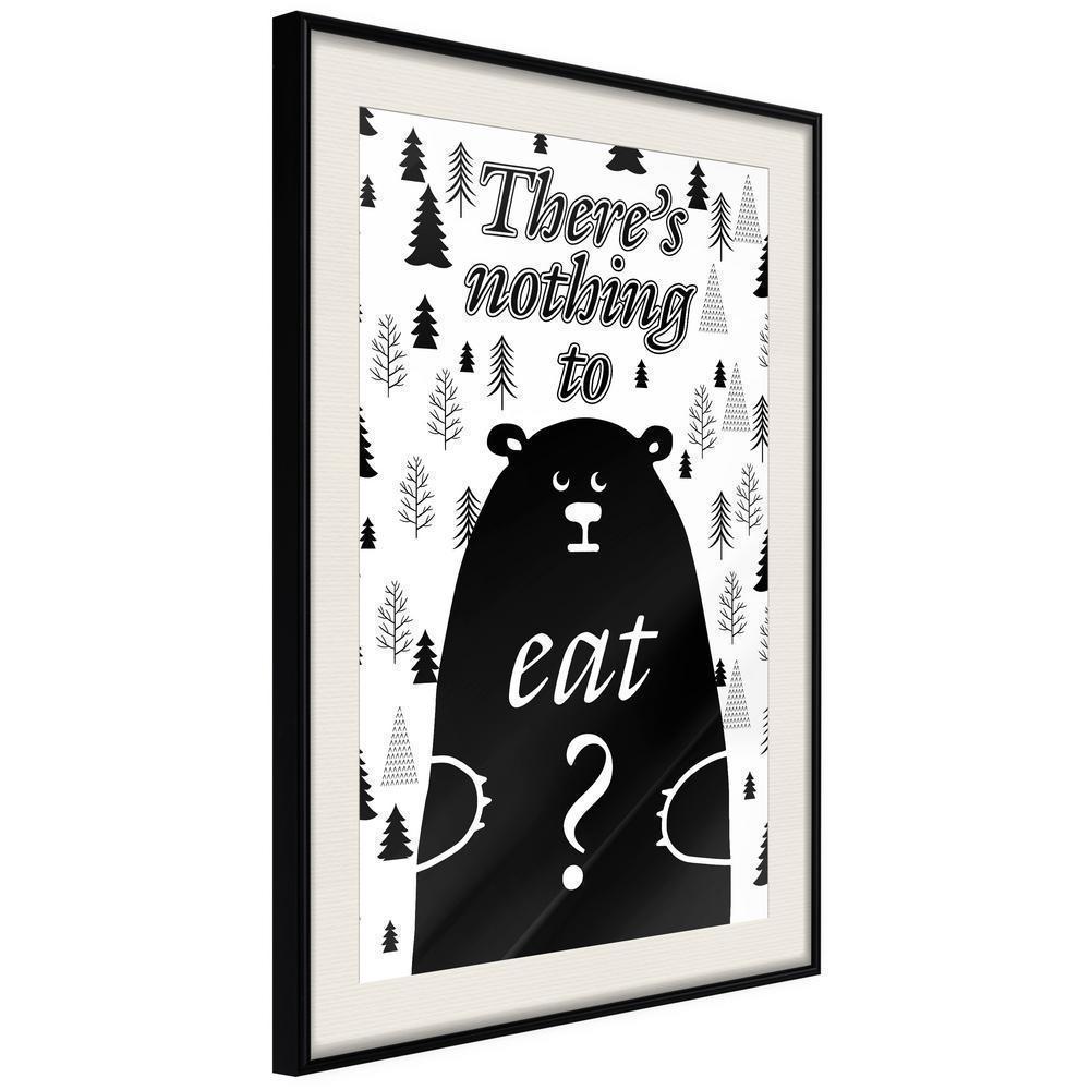 Typography Framed Art Print - Hungy Bear-artwork for wall with acrylic glass protection