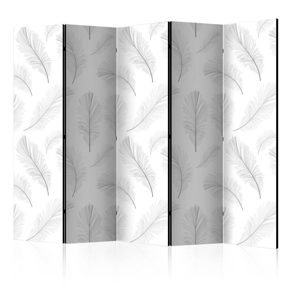 Room Divider - Lightness II- A 5 Panel Folding Screen For Living rooms, bedrooms or home office, decorative folding screen made with wood and canvas