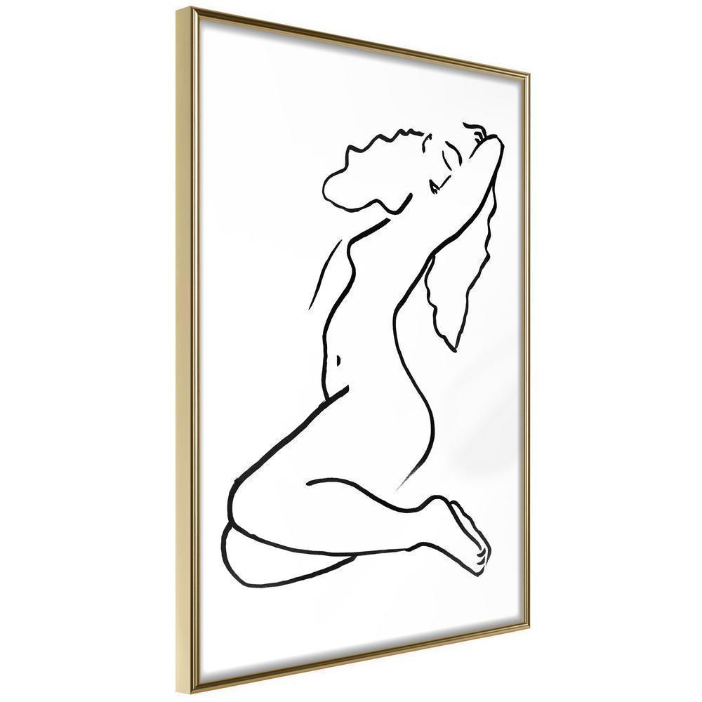 Black and White Framed Poster - Coquettish Pose-artwork for wall with acrylic glass protection