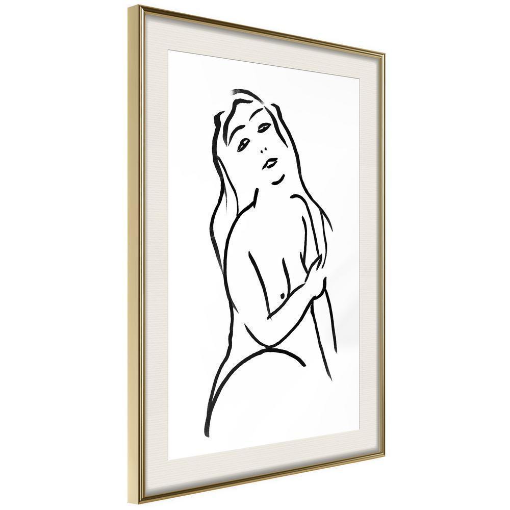 Black and White Framed Poster - Shape of a Woman-artwork for wall with acrylic glass protection