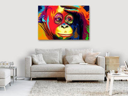 Canvas Print - Colourful Orangutan (1 Part) Wide-ArtfulPrivacy-Wall Art Collection
