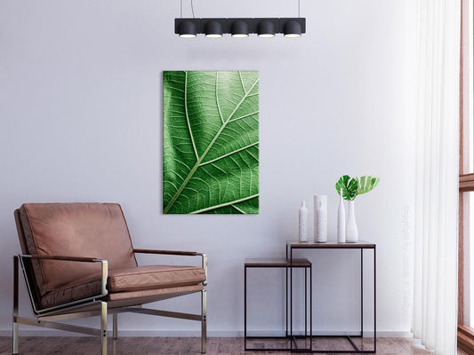 Canvas Print - Malachite Leaf (1 Part) Vertical-ArtfulPrivacy-Wall Art Collection