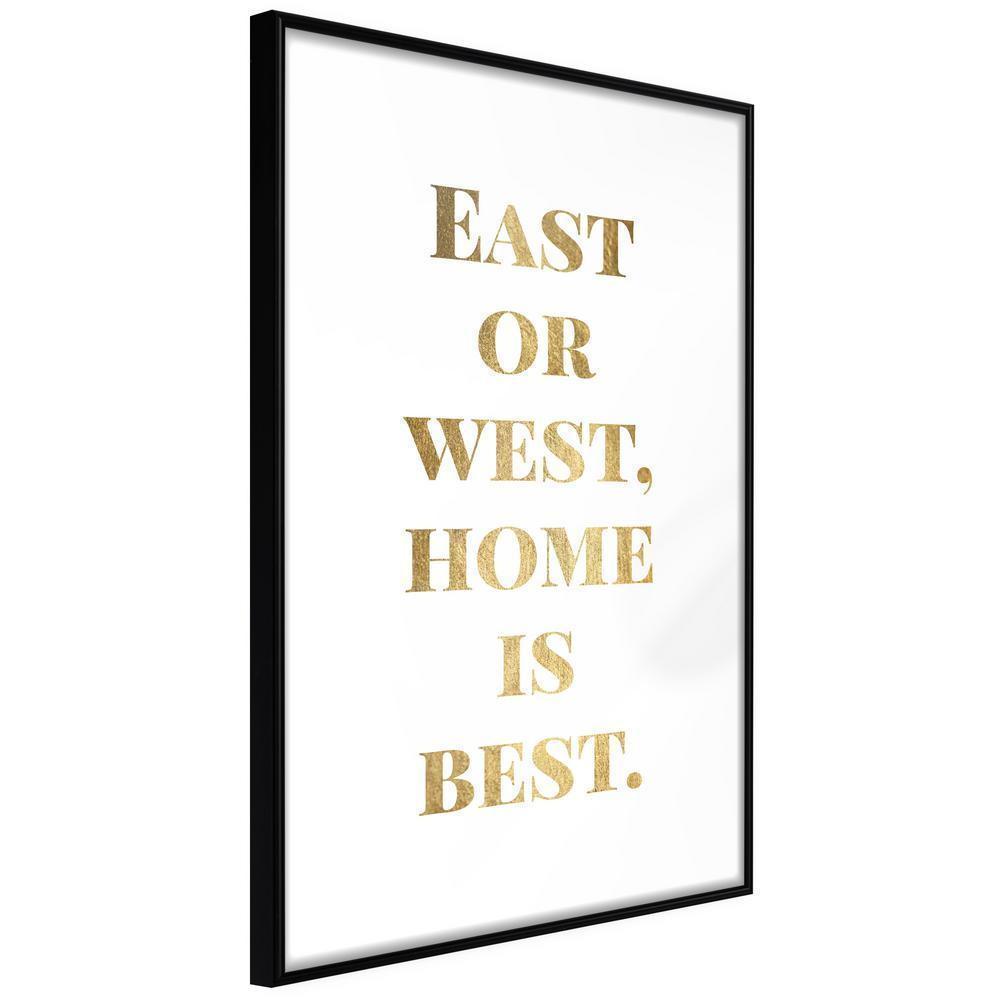 Typography Framed Art Print - Home Is Best (Gold)-artwork for wall with acrylic glass protection