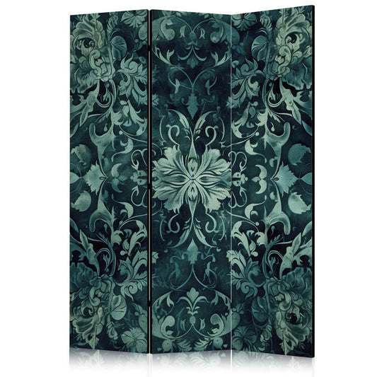 Room Divider - Oriental Carpet Pattern - Emerald Ornaments and Rubbed Patterns