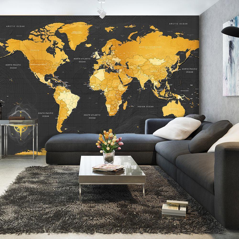 Wall Mural - Map: Golden World-Wall Murals-ArtfulPrivacy