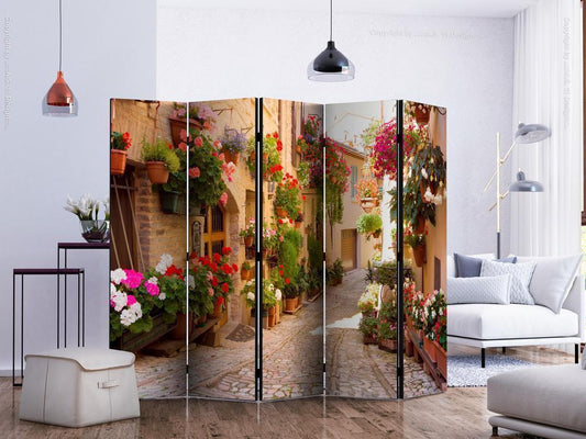 Decorative partition-Room Divider - The Alley in Spello (Italy) II-Folding Screen Wall Panel by ArtfulPrivacy