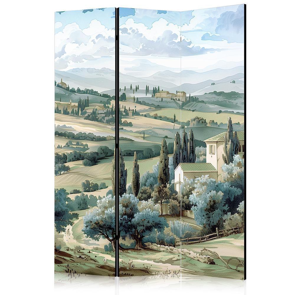 Room Divider - Landscape with Green Fields and Trees - Tuscan Sunny View