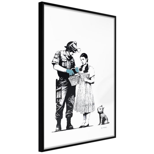 Urban Art Frame - Banksy: Stop and Search-artwork for wall with acrylic glass protection