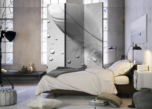 Decorative partition-Room Divider - White Feather-Folding Screen Wall Panel by ArtfulPrivacy
