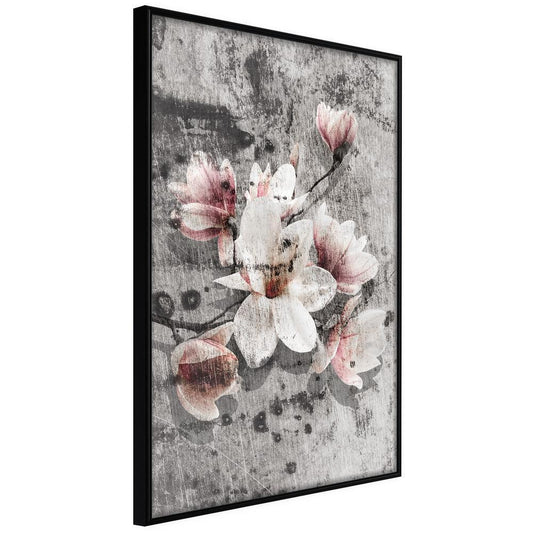 Botanical Wall Art - Flowers on Concrete-artwork for wall with acrylic glass protection