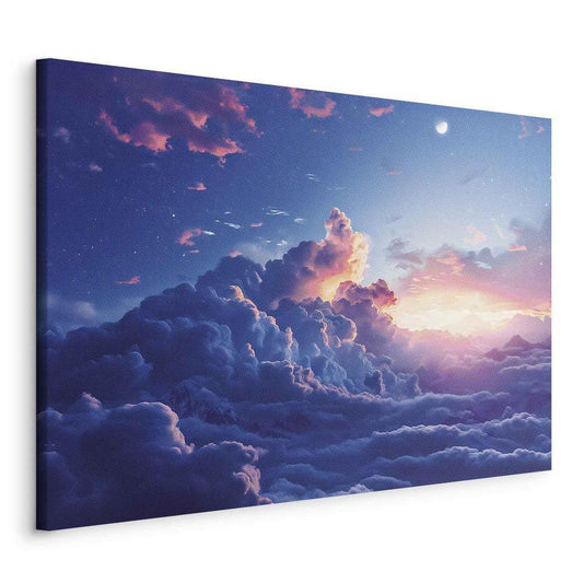 Canvas Print - Night Concert in the Mountains: Clouds Illuminated by the Last Rays of the Sun