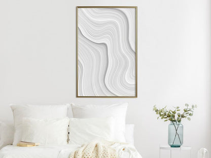 Winter Design Framed Artwork - Snow Contour Lines-artwork for wall with acrylic glass protection