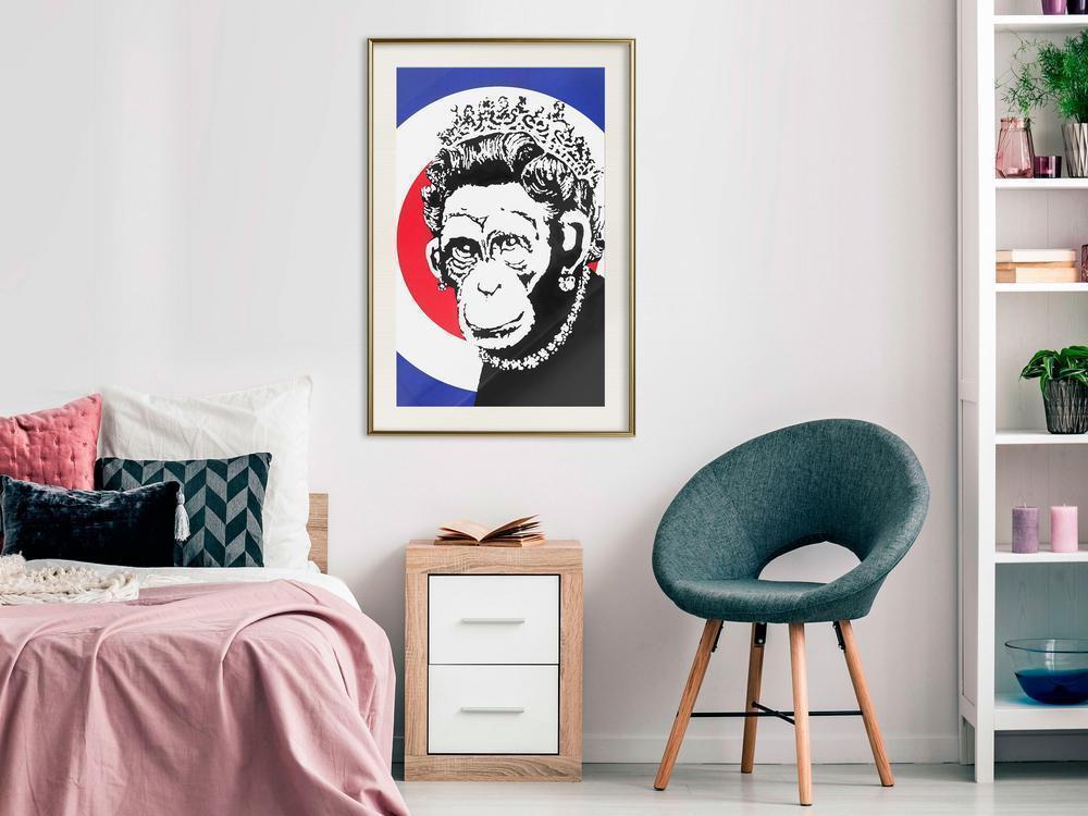 Urban Art Frame - Banksy: Monkey Queen-artwork for wall with acrylic glass protection