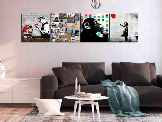 Canvas Print - Banksy Collage (4 Parts)-ArtfulPrivacy-Wall Art Collection