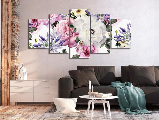 Canvas Print - Rose Composition (5 Parts) Wide Colourful-ArtfulPrivacy-Wall Art Collection