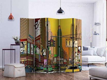 Decorative partition-Room Divider - Vibrant city - NY II-Folding Screen Wall Panel by ArtfulPrivacy