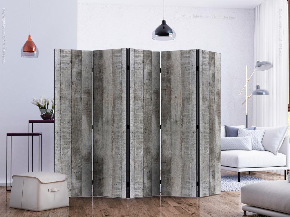 Decorative partition-Room Divider - Concrete Timber II-Folding Screen Wall Panel by ArtfulPrivacy