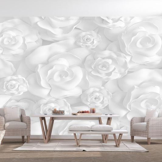 Wall Mural - Plaster Flowers-Wall Murals-ArtfulPrivacy