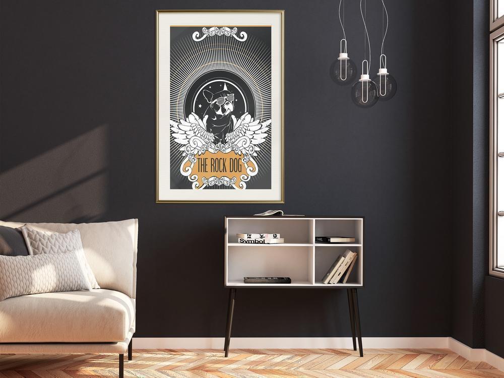 Typography Framed Art Print - Cool Bulldog-artwork for wall with acrylic glass protection