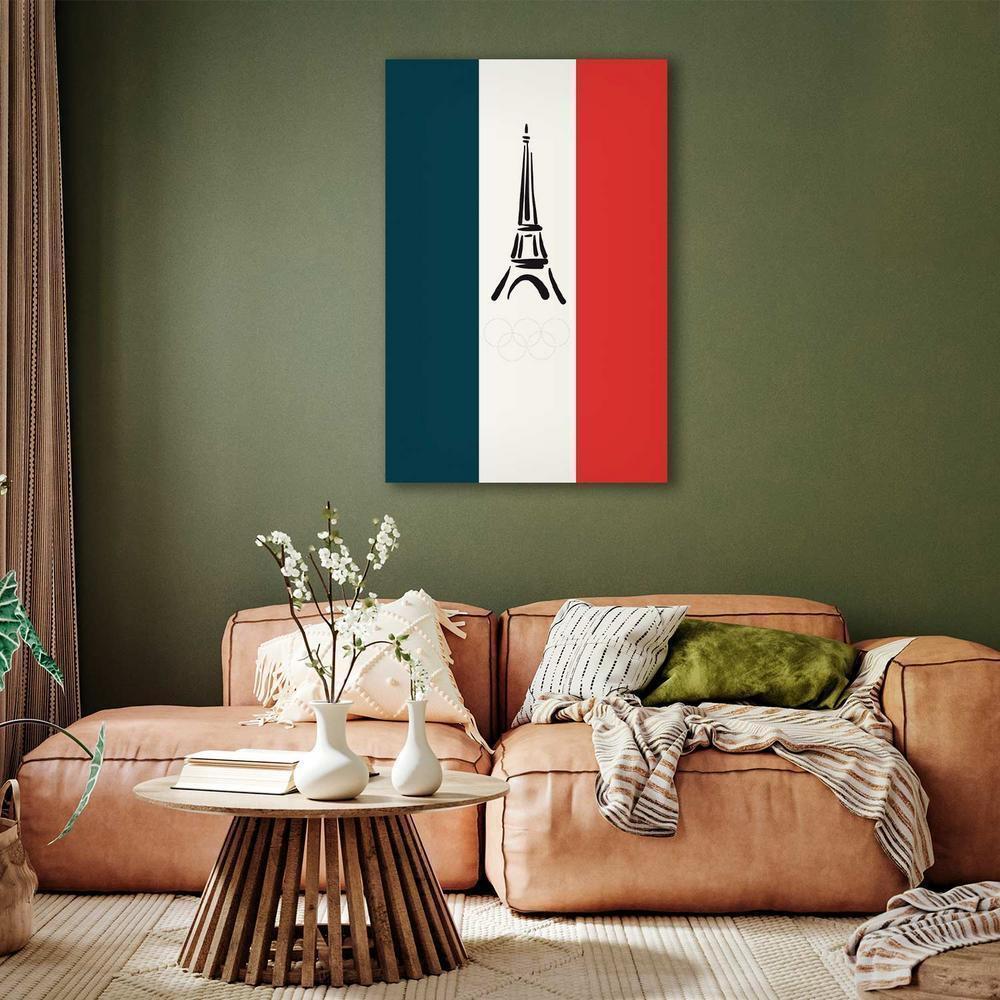 Canvas Print - French Flag With Graphic Eiffel Tower