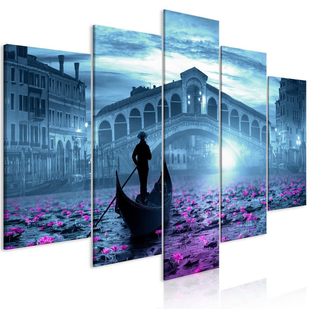 Canvas Print - Magic Venice (5 Parts) Wide Blue-ArtfulPrivacy-Wall Art Collection