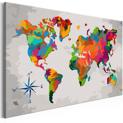 Start learning Painting - Paint By Numbers Kit - World Map (Compass Rose) - new hobby