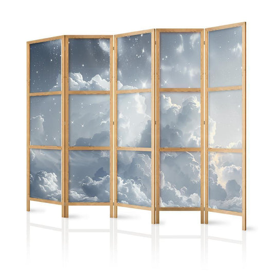 Japanese Room Divider - Astral Calm: Stars Scattered Over Delicate Clouds