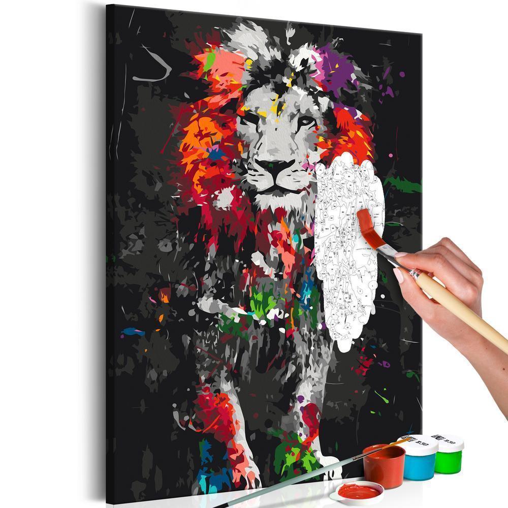 Start learning Painting - Paint By Numbers Kit - Colourful Animals: Lion - new hobby