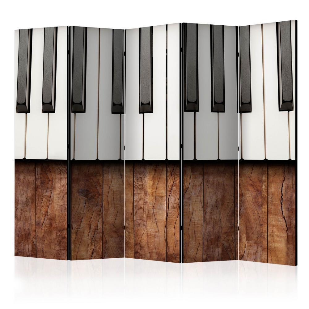 Room Divider - Inspired by Chopin - mahogany II- A 5 Panel Folding Screen For Living rooms, bedrooms or home office, decorative folding screen made with wood and canvas