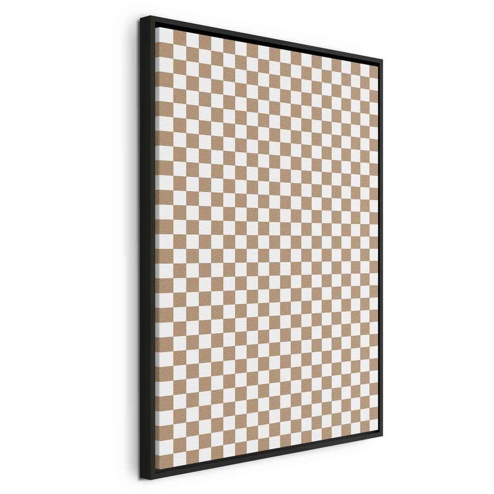 Canvas Print - Checkerboard Pattern - Brown-White Grid with a Subtle Noise