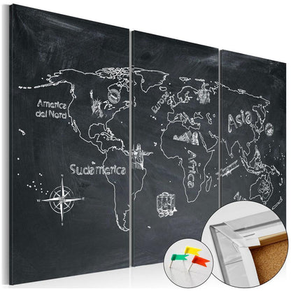 Cork board Canvas with design - Decorative Pinboard - Geography lesson-ArtfulPrivacy
