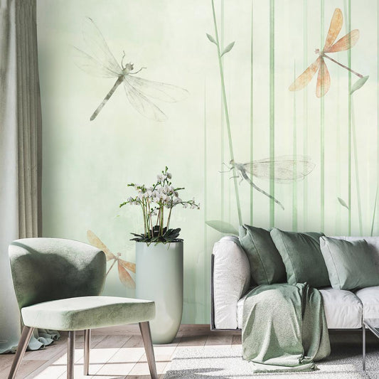 Wall Mural - Dragonflies in the Meadow-Wall Murals-ArtfulPrivacy