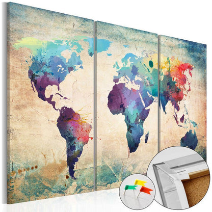 Cork board Canvas with design - Decorative Pinboard - Rainbow Map-ArtfulPrivacy