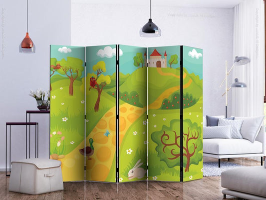 Decorative partition-Room Divider - A path to a magical castle II-Folding Screen Wall Panel by ArtfulPrivacy