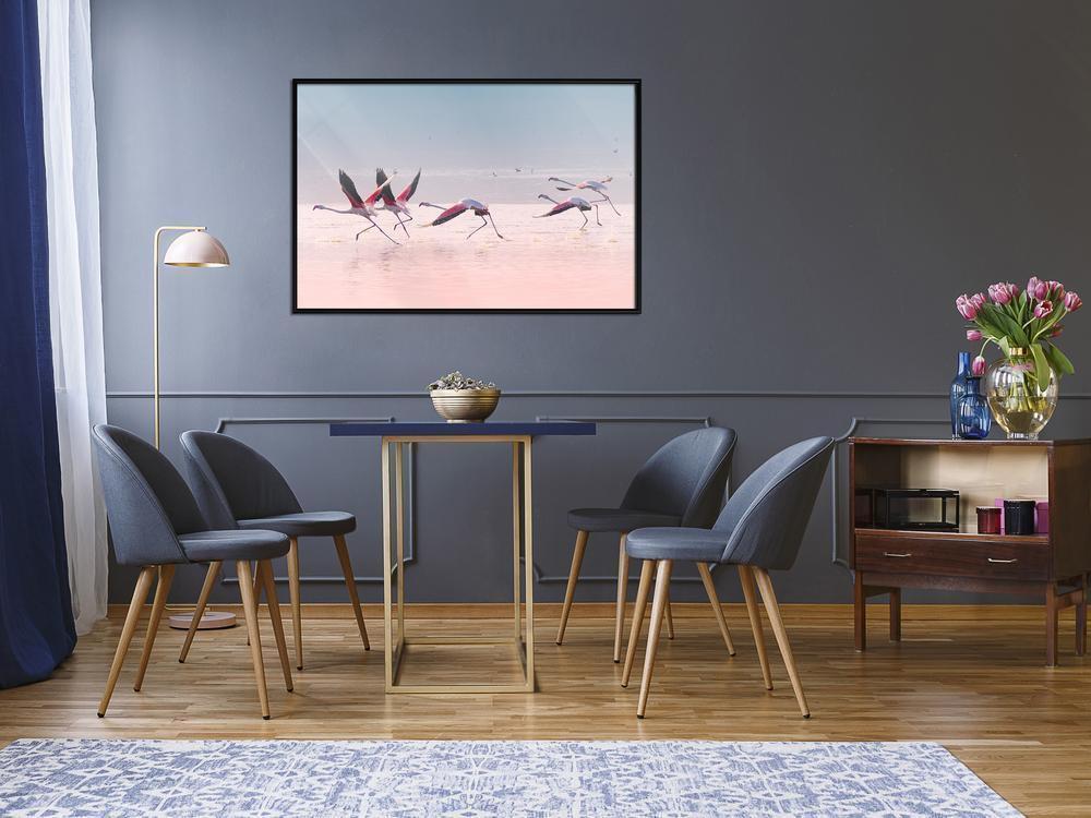 Frame Wall Art - Flamingos Breaking into a Flight-artwork for wall with acrylic glass protection