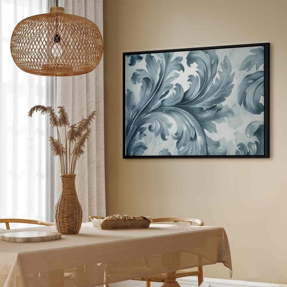 Canvas Print - Stone Baroque Ornaments in Light Shades of Gray-Blue