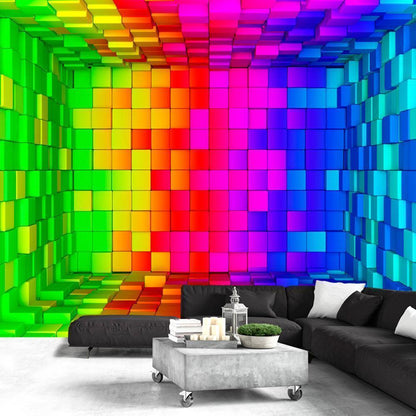 Wall Mural - Rainbow Cube-Wall Murals-ArtfulPrivacy