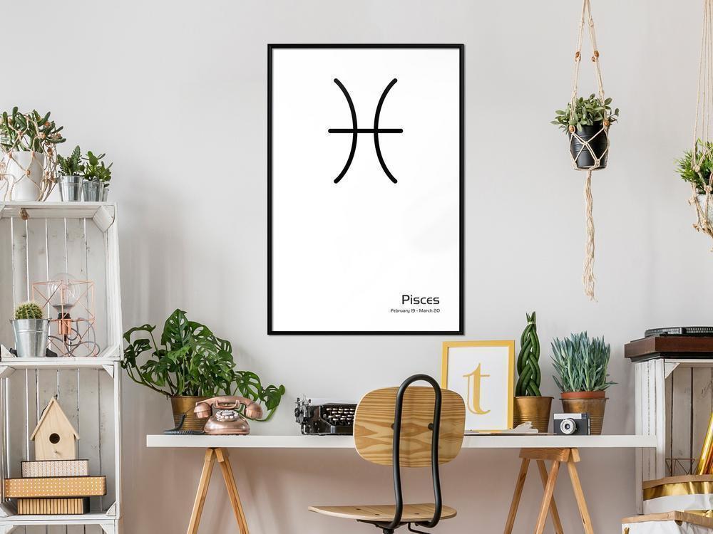 Typography Framed Art Print - Zodiac: Pisces II-artwork for wall with acrylic glass protection