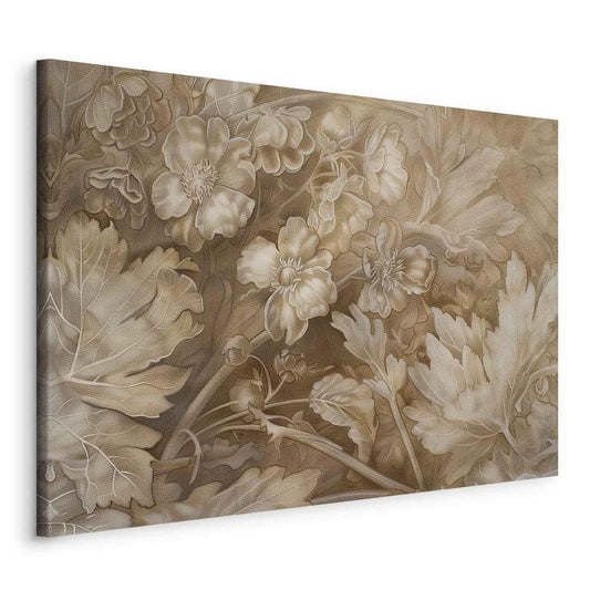 Canvas Print - Floral Ornaments Carved in Delicate Sepia and Brown Shades