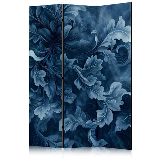 Room Divider - Abstract Ornaments - Dark Blue Victorian Leaves