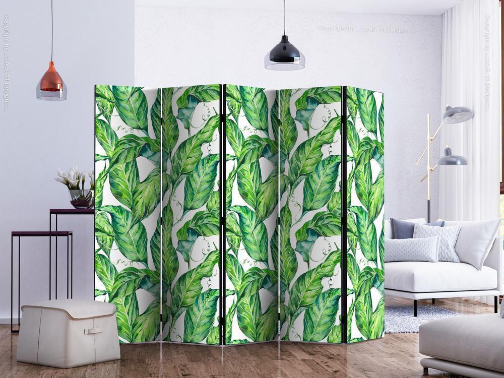 Decorative partition-Room Divider - Long Leaves II-Folding Screen Wall Panel by ArtfulPrivacy