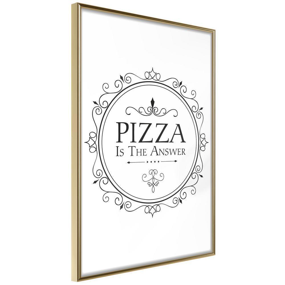 Typography Framed Art Print - Pizza-artwork for wall with acrylic glass protection