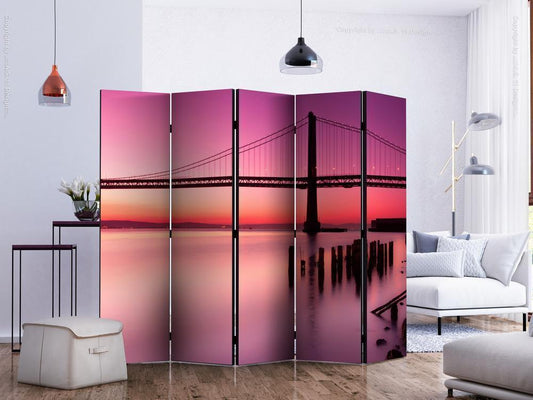 Decorative partition-Room Divider - Purple Evening II-Folding Screen Wall Panel by ArtfulPrivacy