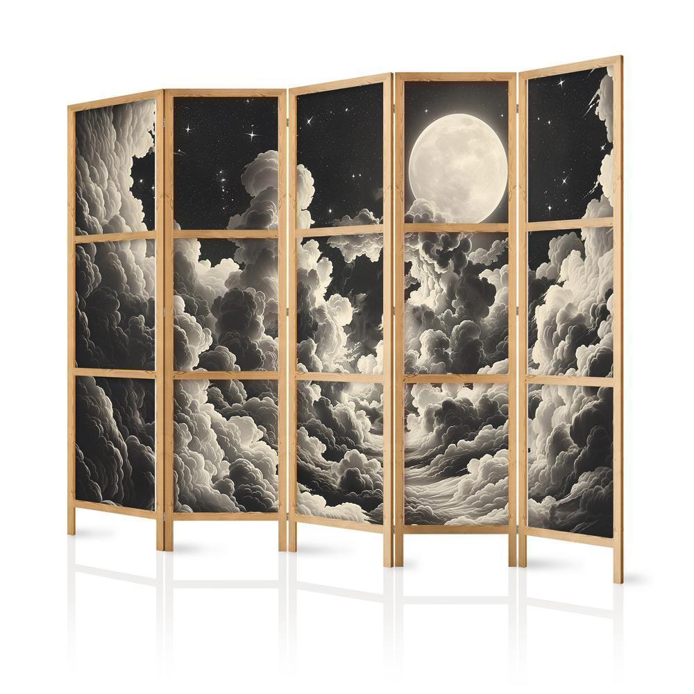 Japanese Room Divider - Moon and Stars Singing Among the Great Clouds