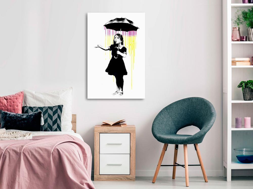 Canvas Print - Girl with Umbrella (1 Part) Vertical-ArtfulPrivacy-Wall Art Collection