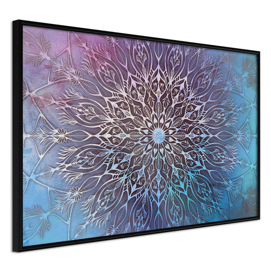 Abstract Poster Frame - Blue and Pink Mandala-artwork for wall with acrylic glass protection