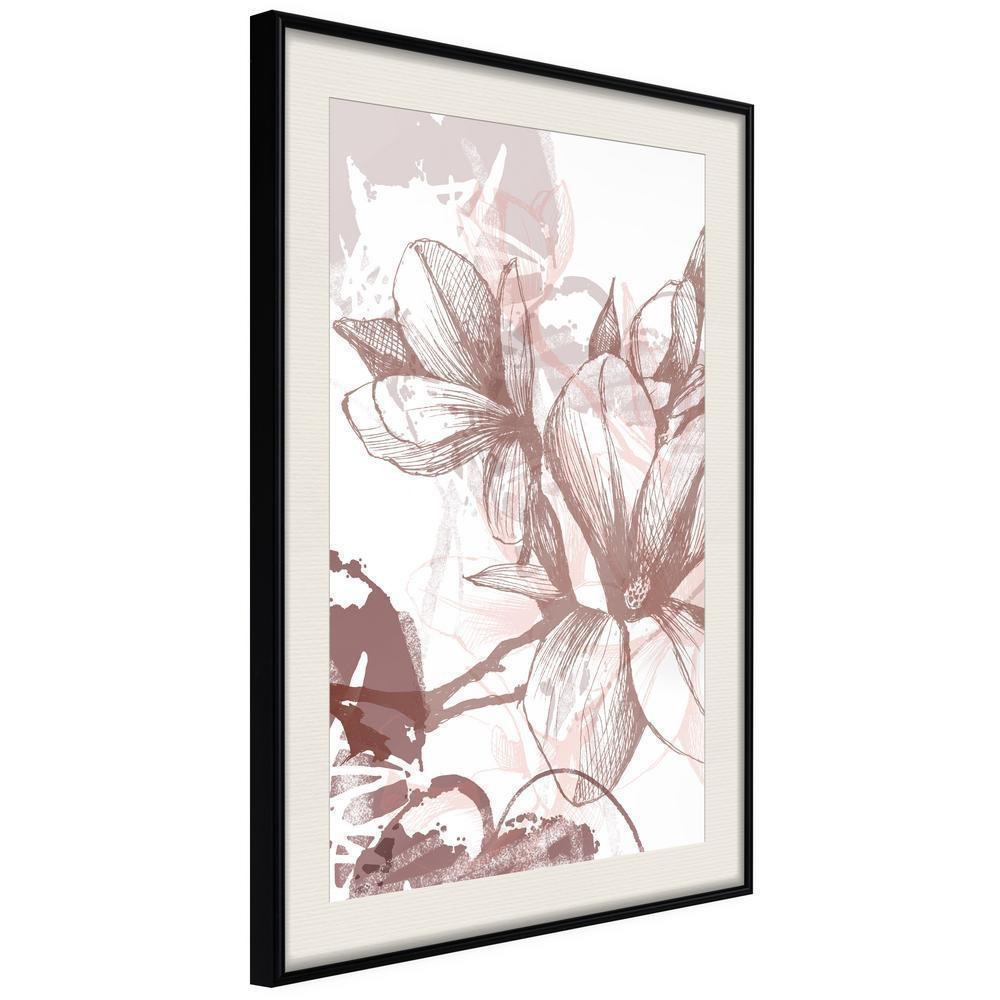 Botanical Wall Art - Drawn Flower-artwork for wall with acrylic glass protection