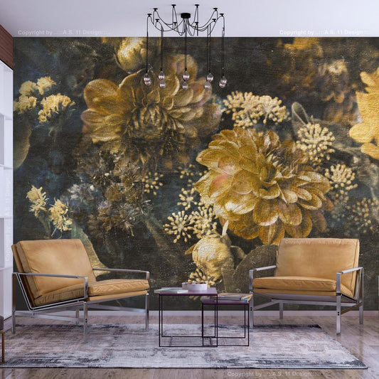 Wall Mural - Retro Flowers - Second Variant-Wall Murals-ArtfulPrivacy